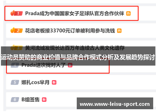 运动员赞助的商业价值与品牌合作模式分析及发展趋势探讨